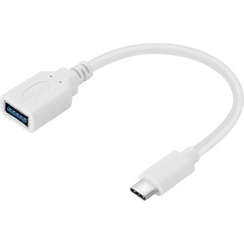 Кабел Sandberg SNB-136-05, конверторен, от USB Type C(м) към USB Type A 3.0(ж), 0.1m, бял | JAR Computers SANDBERG SNB-136-05 Конверторен кабел USB-C USB 3