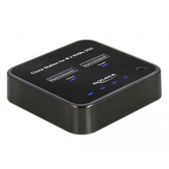 Докинг станция DeLock 64177, за 2x M.2 NVMe SSD дискове, USB 3.2 Gen 2 Type-C, 10Gbps, функция клониране, черна | JAR Computers Докинг станция DeLock 64177