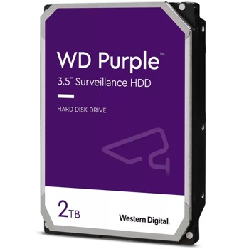 Твърд диск 2TB Western Digital Purple Surveillance (WD22PURZ), SATA 6Gb/s, 5400rpm, 256MB кеш, 3.5" (8.89 cm) | JAR Computers Western Digital Purple Surveillance WD22PURZ