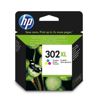 Касета HP DeskJet 1110 Printer/2130 All-in-One/3630 All-in-One; HP ENVY 4520 All-in-One Printer; HP OfficeJet 3830/ 4650 All-in-One Printers - Color (302XL) - P№ F6U67AE - Заб.: 330 брой копия | JAR Computers HP 302XL High Yield Tri-color