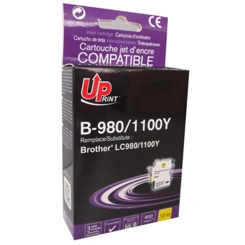 Касета за Brother DCP J715W/145C/163C/165C/167C/185C/195C/365CN/375CW/383C/385C/387C/395CN/585CW/6690CW; MFC J2630W/J270W/J615W/J630W/250C/255CW/257CW/290C/295CN/297C/490CN/490CW/495CW/5490CN - Yellow - LC980/1100 - Uprint - неоригинален - Заб.: 600к | JAR Computers UPRINT LC980/1100 Yellow