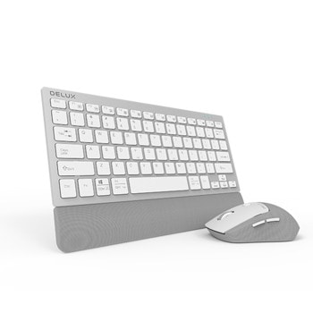 Комплект клавиатура и мишка Delux K3300D+M520DB, безжични, Bluetooth, 12 мултимедийна клавиша, мишка (2400 dpi), USB, сребристи image