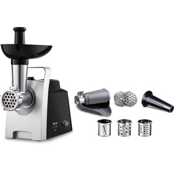 Месомелачка Tefal HV 7IN1 NE109838, капацитет 1.7кг/мин, обратно въртяща функция, 2 приставки, 1400 W, черна | JAR Computers Tefal NE109838, HV1 7IN 1