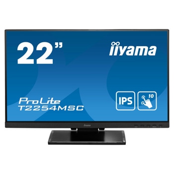 Дисплей Iiyama T2254MSC-B1AG, 21.5" (165.1 cm) Full HD IPS тъч дисплей, DP, HDMI, USB | JAR Computers IIYAMA T2254MSC-B1AG
