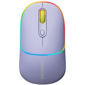 Мишка Canyon MW-22, оптична (1600dpi), безжична, USB, Bluetooth, лилава, RGB подсветка, 4 бутона | JAR Computers Canyon MW-22 Mountain Lavender CNS-CMSW22ML
