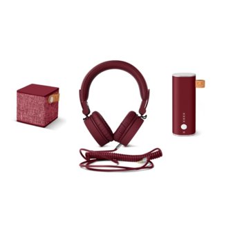 Комплект Fresh & Rebel Ruby Pack 8GIFT01RU, слушалки/външна батерия и безжична колонка, Bluetooth 4.0, 3000 mAh, microUSB, бордо | JAR Computers Fresh & Rebel Valentine Pack 8GIFT01RU