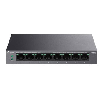 Суич TP-Link LS108GP, 1000 Mbps, 8 порта, 8x 10/100/1000Mbps RJ-45 PoE+ | JAR Computers TP-Link LS108GP