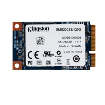 Памет SSD 120GB Kingston mS200, mSATA 6Gb/s, скорост на четене 550MB/s, скорост на запис 520MB/s | JAR Computers Kingston mS200 SSD 120GB mSATA