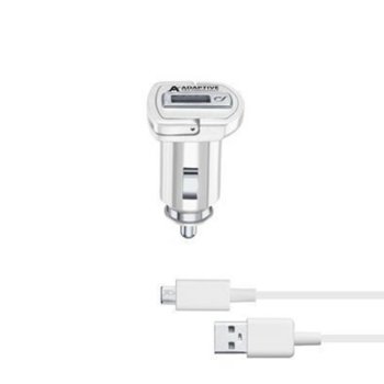 Зарядно за кола Cellularline 4681, от авт. запалка към USB A(ж), 15 W, бяло, с USB Micro-USB кабел | JAR Computers Cellularline IT4680 12V/24V с MicroUSB кабел 15W