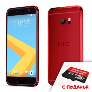 HTC 10 Lava Red + Transcend 32GB micro SDHC