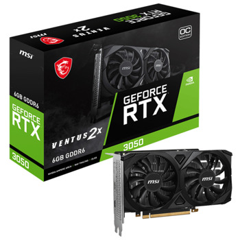 Видео карта Nvidia GF RTX 3050, 6GB, MSI Ventus 2X OC, PCI-E 4.0, GDDR6, 96-bit, DisplayPort, HDMI | JAR Computers MSI GeForce RTX 3050 VENTUS 2X 6G OC 912-V812-015