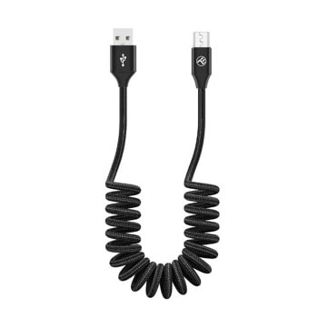 Кабел Tellur TLL155394, от USB A(м) към USB micro B(м), 1.8m, черен, разтегателен | JAR Computers Tellur TLL155394
