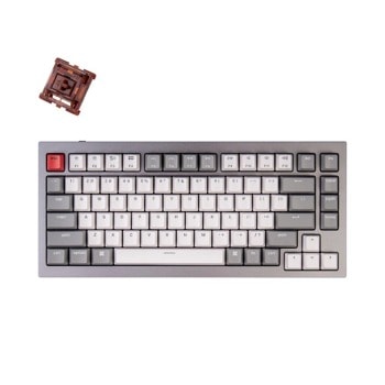 Клавиатура Keychron Q1 Silver/Grey TKL, гейминг, Gateron G Pro Brown Switch, RGB подсветка, сива, USB image
