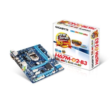 Дънна платка Gigabyte H67M-D2-B3, H67, LGA1155, DDR3, 2xPCI-E(CF)(DVI), SB7.1, Lan1000, SATA RAID 0,1,5,10, 2xSATA 6Gb/s, mATX | JAR Computers Gigabyte H67M-D2-B3
