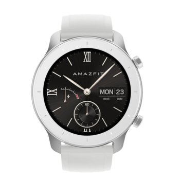 Смарт часовник Xiaomi Amazfit GTR 42mm - White, 1.2" (3.04 cm) AMOLED Gorilla Glass 3, до 12 дни живот на батерията, IP68, 6-осен сензор за ускорение, бял | JAR Computers Xiaomi Amazfit GTR 42mm