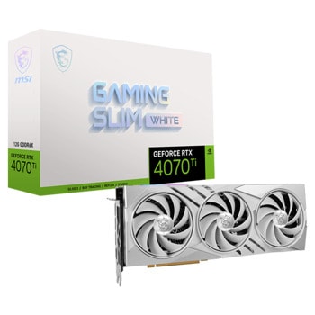 Видео карта nVidia GF RTX 4070 Ti, 12GB, MSI Gaming Slim White, PCI-E 4.0, GDDR6X, 192-bit, DisplayPort, HDMI | JAR Computers MSI GeForce RTX 4070 Ti GAMING SLIM White 12GB