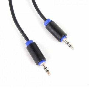 Кабел Royal CABLE-404/3 Slim, от 3.5mm жак(м) към 3.5mm жак(м), 3m, черен, никелирани конектори | JAR Computers Royal CABLE-404/3 Slim 21014033