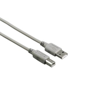 Кабел Hama от USB Type-A (м) към USB Type-B (м), 3m, сив image