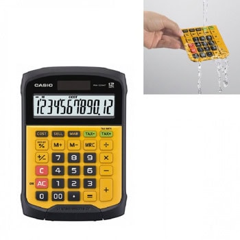 Калкулатор Casio WM-320MT, 12 разряден дисплей, настолен, двойно захранване, водо и прахоустойчив, 3-цифрени маркери за запетая, функция TAX, изчисление на данък, зчисление на марж на печалбата, жълт | JAR Computers Casio WM-320MT