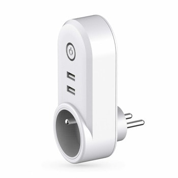 Смарт контакт PST-LSPA2, Wi-Fi 802.11 b/g/n, 2x USB, макс. натоварване 3600W, бутон за включване/изключване, бял | JAR Computers Смарт контакт No brand PST-LSPA2