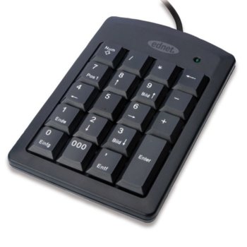 Клавиатура Ednet EDN-86030, цифрова, 19 клавиша, черна, USB image