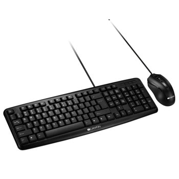 Комплект клавиатура и мишка Canyon CNE-CSET1-BG, оптична мишка (1000 dpi), USB, черни | JAR Computers Keyboard+Mouse Canyon CNE-CSET1-BG, Black