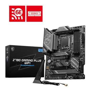 Дънна платка MSI Z790 Gaming Plus WIFI, Z790, LGA1700, DDR5, PCIe 5.0 (DP&HDMI), 6x SATA3 6.0 Gb/s, 1x M.2, 1x USB 3.2 Gen2 Type-A, 1x USB 3.2 Gen2x2 Type-C, ATX | JAR Computers MSI Z790 Gaming Plus WIFI 7E06-026R