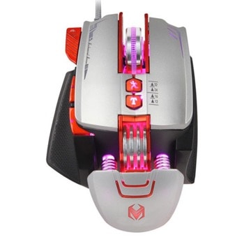 Мишка Mixie M9, оптична (3200 dpi), USB, сива, гейминг, 8 бутона, RGB подсветка image