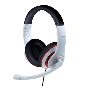 Слушалки Gembird MHS-03-WTRDBK, микрофон, AUX, черно-бели | JAR Computers Gembird MHS-03-WTRDBK