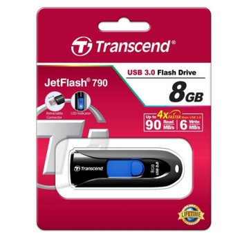 Transcend 8GB JETFLASH 790, USB 3.0, black