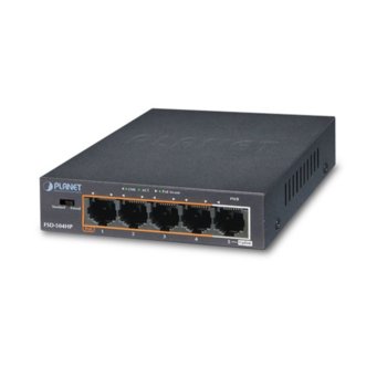 Суич Planet FSD-504HP, 100Mbps, 5x LAN100, PoE | JAR Computers Planet FSD-504HP