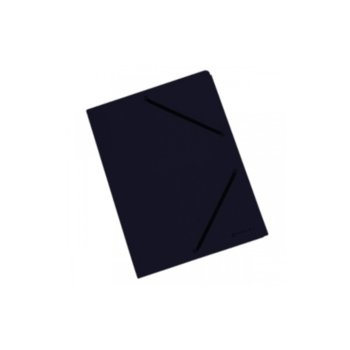 Папка, за документи, изработена от картон, с три капака и ластик, размер 250х340мм, черна | JAR Computers Папка