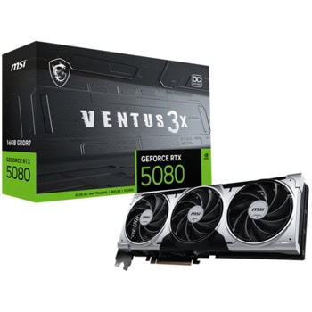 Видео карта Nvidia GF 5080, 16GB, MSI VENTUS 3X PLUS, OC, PCI-E 5.0, GDDR7, 256-bit, DisplayPort, HDMI | JAR Computers MSI GeForce RTX 5080 16G VENTUS 3X OC PLUS
