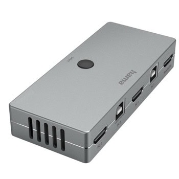 KVM суич Hama Connect2Switch, от 3x USB A(ж) към 3x HDMI(ж), 4096x2160@60Hz, черен | JAR Computers Hama Connect2Switch 200135