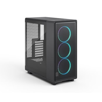 Кутия Fractal Design Epoch BLACK TG RGB LIGHT TI, ATX/mATX/Mini-ITX, 1x USB 3.1 Type-C, 3x 120mm вентилатор, с прозорец, черна, без захранване | JAR Computers FD EPOCH BLACK TG RGB LIGHT TI