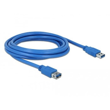 Кабел DeLock 82540, от USB-A(м) към USB-A(ж), 3m, син | JAR Computers Кабел DeLock 82540