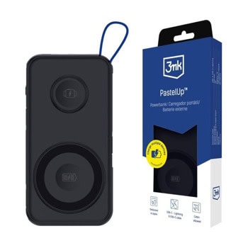 Bъншна батерия /power bank/ 3MK PastelUp, 10 000mAh, черна, 1x USB-A, 1x USB-C, безжично зареждане MagSafe | JAR Computers 3MK PastelUp Black