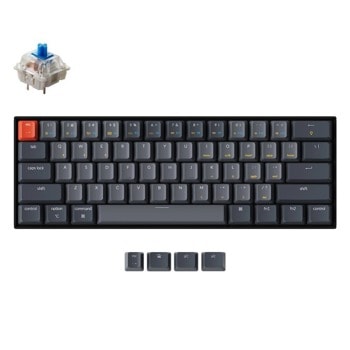 Клавиатура Keychron K12 Hot-Swappable, бежични, гейминг, Gateron Blue Switch, RGB подсветка, черна, USB/Bluetooth | JAR Computers Клавиатура Keychron K12 Hot-Swappable Blue Sw RGB