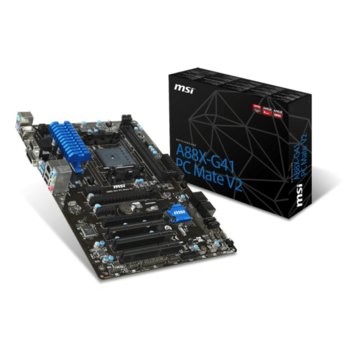 Дънна платка MSI A88X-G41 PC MATE V2, FM2(+), DDR3, PCI-E (HDMI & DVI), SB7.1, Lan1000, 6x SATA 6Gb/s, RAID 0,1,5,10, 2x USB3.0, ATX | JAR Computers MSI A88X-G41 PC MATE V2
