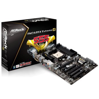 Дънна платка ASRock FM2A85X Extreme4, FM2 (up to 100W), AMD A85X, DDR3, 2xPCI-E (CF)(HDMI & DVI), SB7.1, Lan1000, 7xSATA 6.0Gb/s RAID 0,1,5,10, eSATA 6Gb/s, 6xUSB3.0, ATX | JAR Computers ASRock FM2A85X Extreme4
