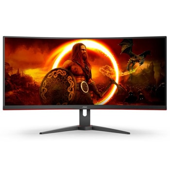 Монитор AOC CU34G2XE/BK, 34" (86.36cm) VA панел, 144Hz, UWQHD, 1ms, 80 000 000:1, 300cd/m2, DisplayPort, HDMI, HDR10 | JAR Computers AOC CU34G2XE