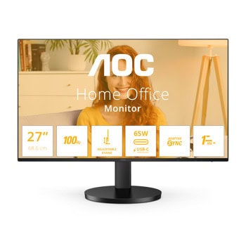 Монитор AOC Q27B3CF2, 27"(68.58 см) IPS панел, 100Hz, QHD, 4ms, 20 000 000:1, 350cd/m2, HDMI, USB, USB-C | JAR Computers AOC Q27B3CF2