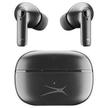 Слушалки Altec Lansing Crew Black, безжични, Bluetooth, микрофон, тип "тапи", тъч контрол, кейс за зареждане, до 20 часа време на работа чрез зареждане от кейса, черни | JAR Computers Altec Lansing Crew black