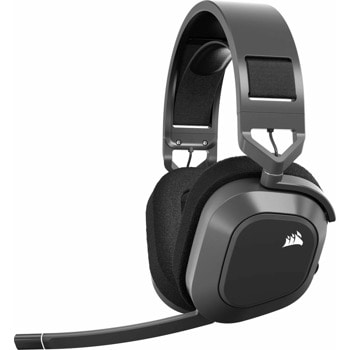 Слушалки Corsair HS80 MAX Wireless, безжични, Bluetooth, USB, микрофон, гейминг, 50mm драйвери, Dolby Atmos, сиви | JAR Computers Corsair HS80 MAX Wireless Steel Gray CA-9011295-EU