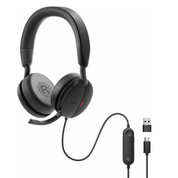 Слушалки Dell WH3024, USB-C, микрофон, шумопотискащи, сертифицирани за Microsoft Teams и Zoom, черни | JAR Computers Слушалки Dell WH3024 520-BBDH