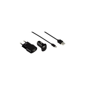 Комплект зарядно у-во 220V/12V за micro USB,черен | JAR Computers 220V/12V to micro USB Black