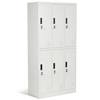 Метален шкаф Carmen CR-1243 K, 6x рафтове, 6x шкафове, прахово боядисан, вентилационен отвор, сив image