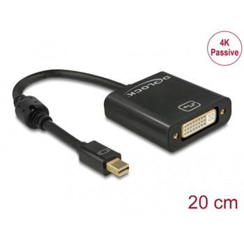 Адаптер Delock 62605, от mini DisplayPort(м) към DVI(ж), черен, 4K@30Hz | JAR Computers DeLock 62605