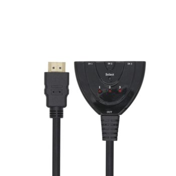 Селектор VCom DD433-C, от HDMI (м) към 3x HDMI (ж), 0.5m, черен | JAR Computers VCom HDMI Selector cable 3x1 - DD433-C