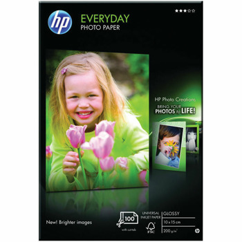 Фотохартия HP Everyday Glossy Photo Paper CR757A, 10x15cm, гланцирана, 200g/m2, 100 листа image